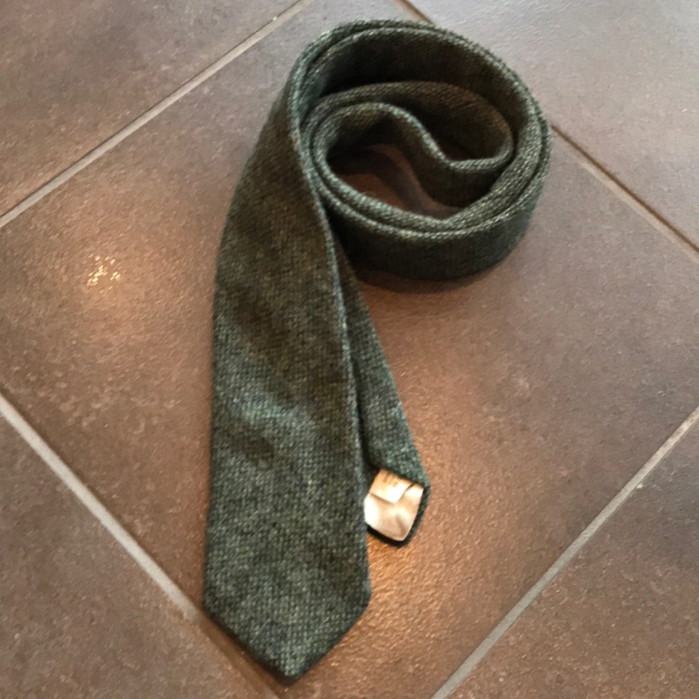 Vintage Wool Skinny Tie Speckled Green